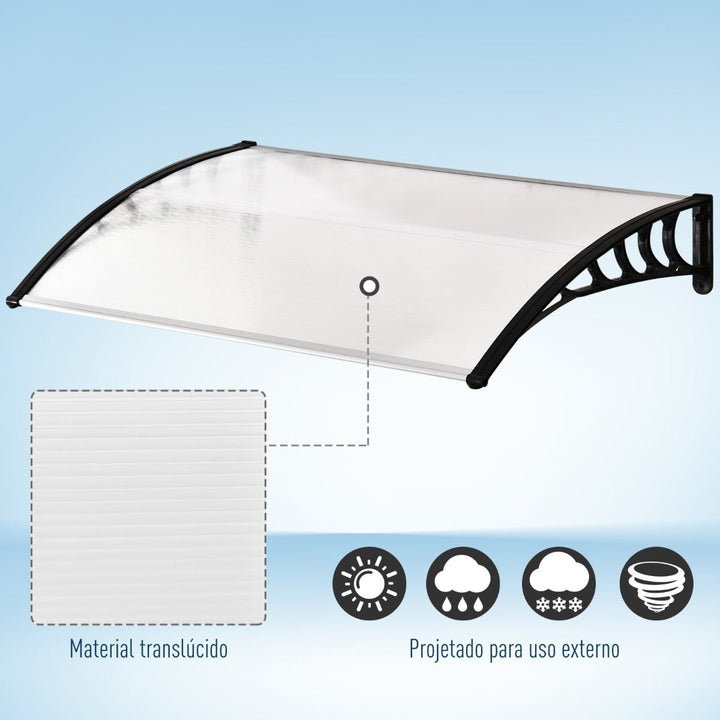 Marquise para portas Janelasde Proteção para Janelas de Portas Contra Sol e Chuva de policarbonato de 5mm Transparente 120x90x25 cm