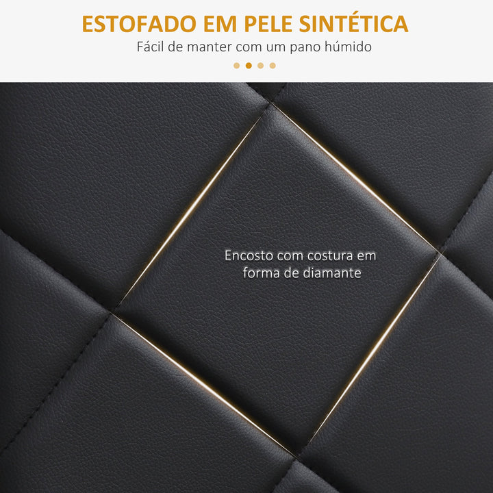 Conjunto de 4 Cadeiras de Sala de Jantar Estofadas em Couro Sintético Cadeiras de Cozinha com Encosto Alto e Pés de Aço Carga Máxima 120kg 41x50x97cm Preto