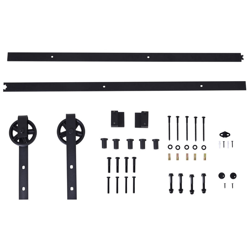 Kit de acessórios para porta de celeiro deslizante Porta de montagem Trilhos de aço carbono de conjunto de peças de metal 200x4x0.6cm