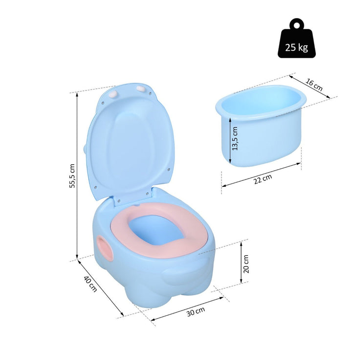 Bacio infantil penico para bebê removível em forma de hipopótamo com alças 40x30x23cm Carga 25kg Azul