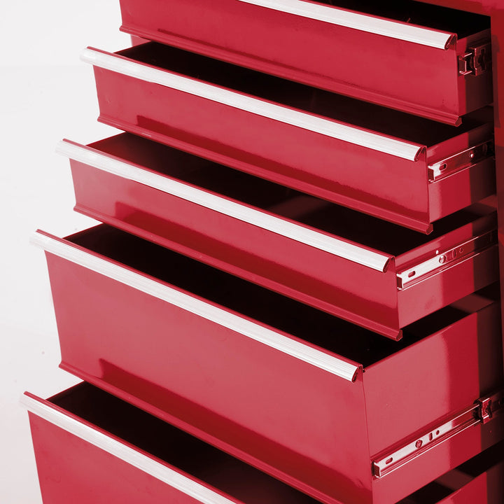 Carrinho de ferramentas com 5 Gavetas e 4 rodas Aço Vermelho 61,5x33x85cm
