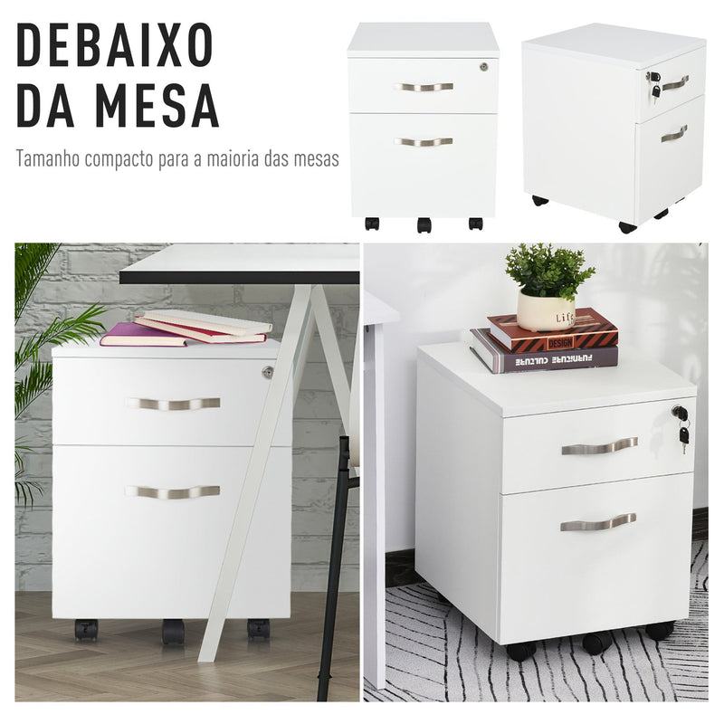 Móvel para arquivos com 2 gavetas com freios 40x45.5x52.5 cm Branco