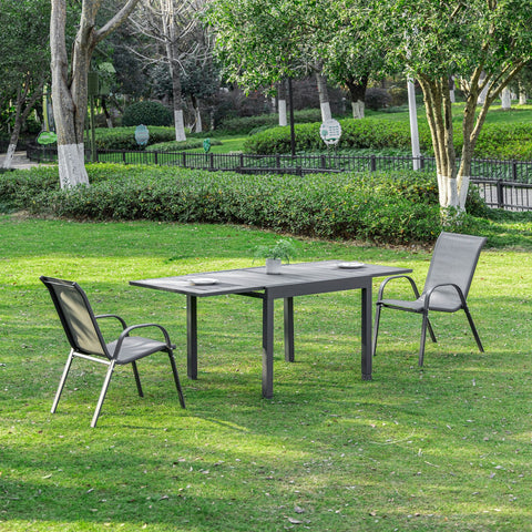 Mesa de Jardim Extensível de Alumínio Mesa de Jantar Retangular para 4-6 Pessoas Carga Máxima 70kg para Pátio Terraço Exterior 180x90x73cm Cinza