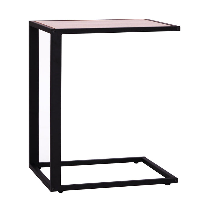 Mesa Lateral para sofá em estrutura de metal em forma de C para sala de estar e quarto 40,6x50,8x63,5 cm Cor de Noz