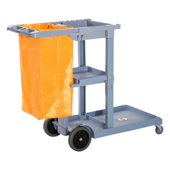 Carrinho de Limpeza com Saco 100L Profissional e Multifuncional para Colectividades Hostal do Hotel com 3 Bandejas e 1 Plataforma 113x50.5x96.5cm
