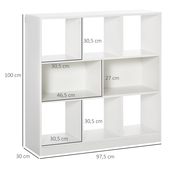 Estante para Livros com 8 Compartimentos Estante de Exposição Estilo Moderno para Sala de Estar Dormitório Escritório 97,5x30x100cm Branco