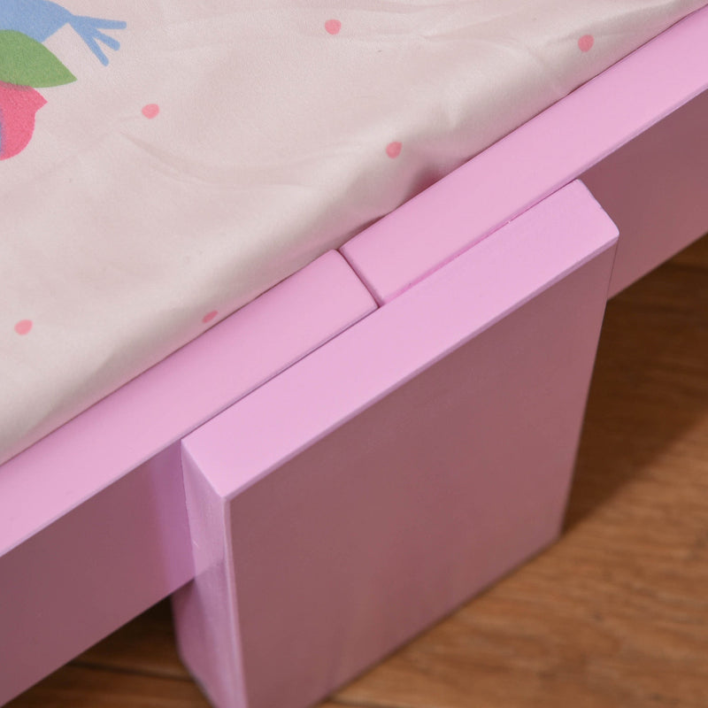 Cama Infantil acima de 3 Anos Cama para Crianças de Madeira com Barreira de Proteção Carga Máx. 50kg 143x73x60cm Rosa