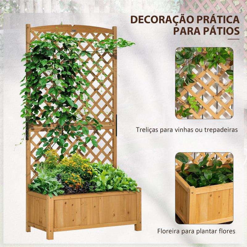 Floreira de Jardim com Treliça Caixa de Plantio com Suporte para Plantas Trepadeiras para Cultivo de Plantas Flores para Pátio Terraço Varanda 90x45x180cm Madeira