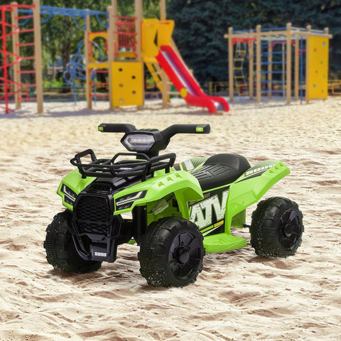 Quadriciclo Elétrico para Crianças de 18-36 Meses Veículo Elétrico a Bateria 6V Infantil com Faróis LED Velocidade 2km/h 66x44x42cm Verde
