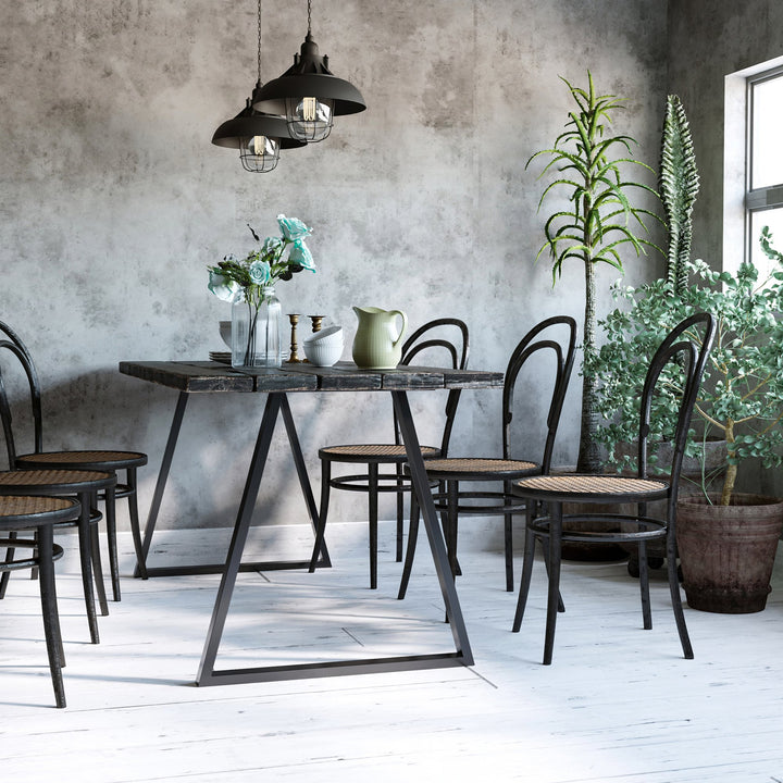 Conjunto de 2 Pés para Mesa 72x6x72cm Pés para Móveis de Aço para Suporte com Base Protetoras e Parafusos Preto