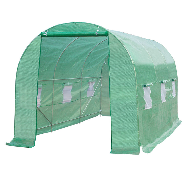 Estufa de Cultivo para Terraço ou Jardim – Cor verde – Tubo Aço e PE 140g/? - 450x200x200 cm