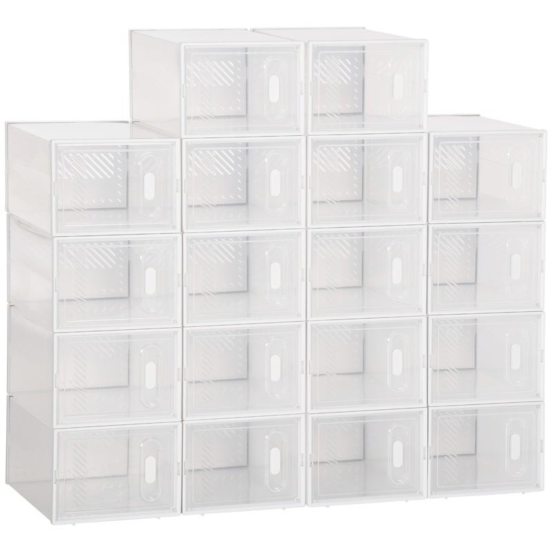 Armário Modular de Plástico Sapateira Modular com 18 Cubos Portas Magnéticas Organizador de Sapatos para Entrada Corredor Dormitório 25x35x19cm Transparente