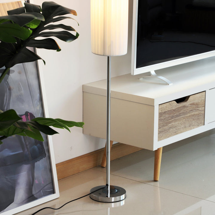 Candeeiro de Pé Moderno com Base de Aço Inoxidável Cor Branca 120cm