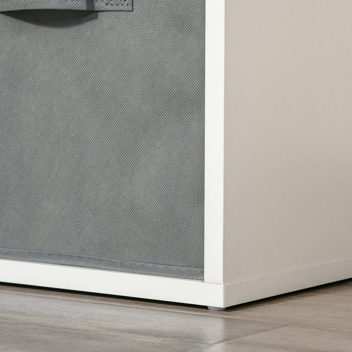 Estante para Livros de 8 Cubos Estante Modular com 4 Cestos Removíveis de TNT para Escritório Estúdio Dormitório 61,5x30x121,6cm Branco e Cinza