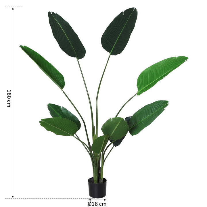 Planta Artificial com grandes folhas de palmeira Árvore realista com pote 10 folhas ?18x180cm