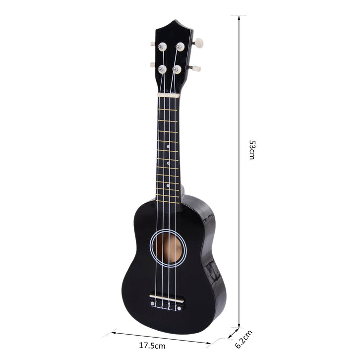Ukelele de 21 Polegada para Iniciantes com Cordas de Nylon 53X17,5X6,2 cm Preto
