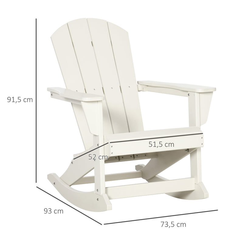 Cadeira Adirondack Baloiço de Jardim Baloiço para Exterior Estilo Adirondack de HDPE para Varanda Pátio Carga Máxima 120kg 73,5x93x91,5cm Branco