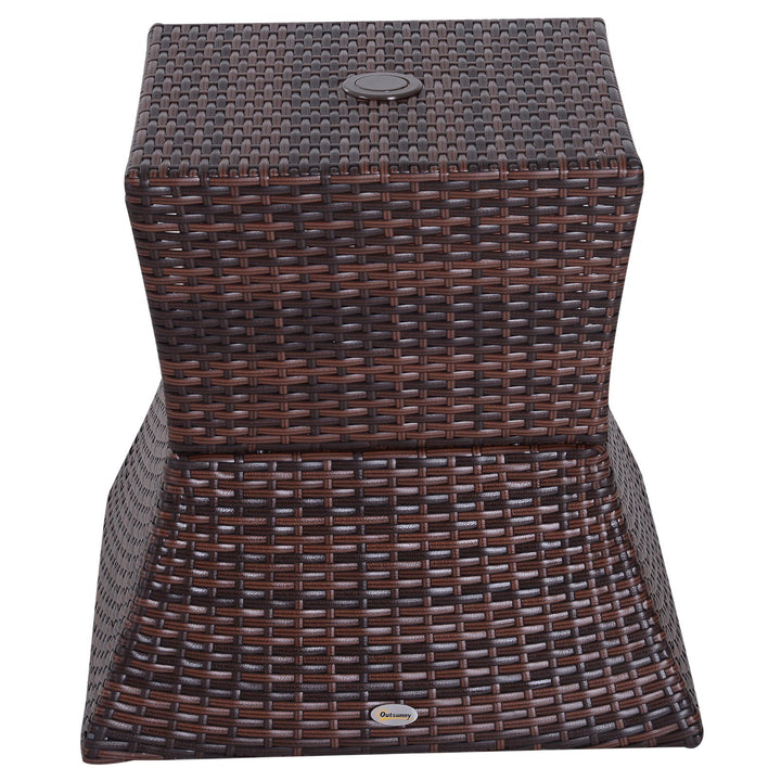Mesa de Centro Vime com Buraco para Guarda-sol Mesita de Café Chá Mesa Auxiliar para Exterior Varanda Pátio 54x54x55cm