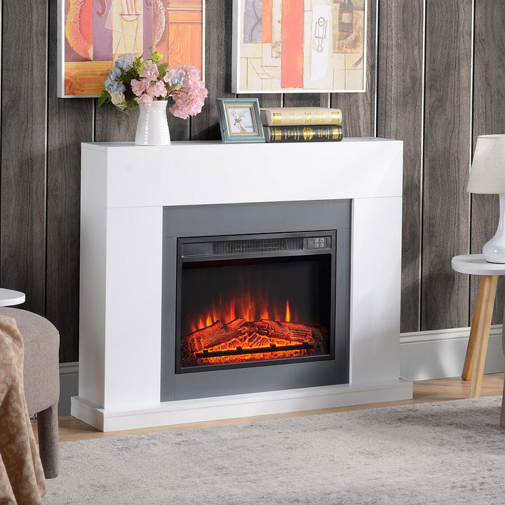 Lareira Elétrica 1800-2000W com Controle Remoto Chama Ajustável Termostato Temporizador Semanal e Proteção contra Superaquecimento 113x26,6x87,5cm Branco