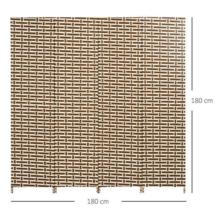 Biombo Separador de Ambientes de 4 Paineis Biombo Dobrável 180x180cm Separador de Ambientes Decoração Elegante para Dormitórios Sala de Estar Cozinha Marrom e Branco