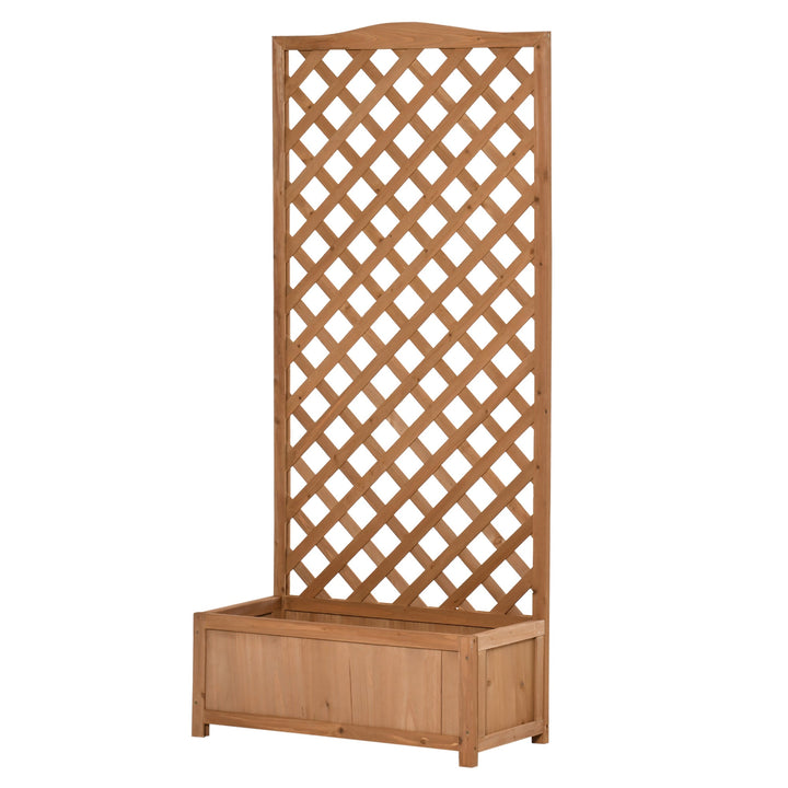 Floreira com Treliça de Madeira Caixa de Plantio com Suporte para Plantas Trepadeiras para Cultivo de Plantas Flores Terraço Jardim Exterior 76x36x170cm Marrom