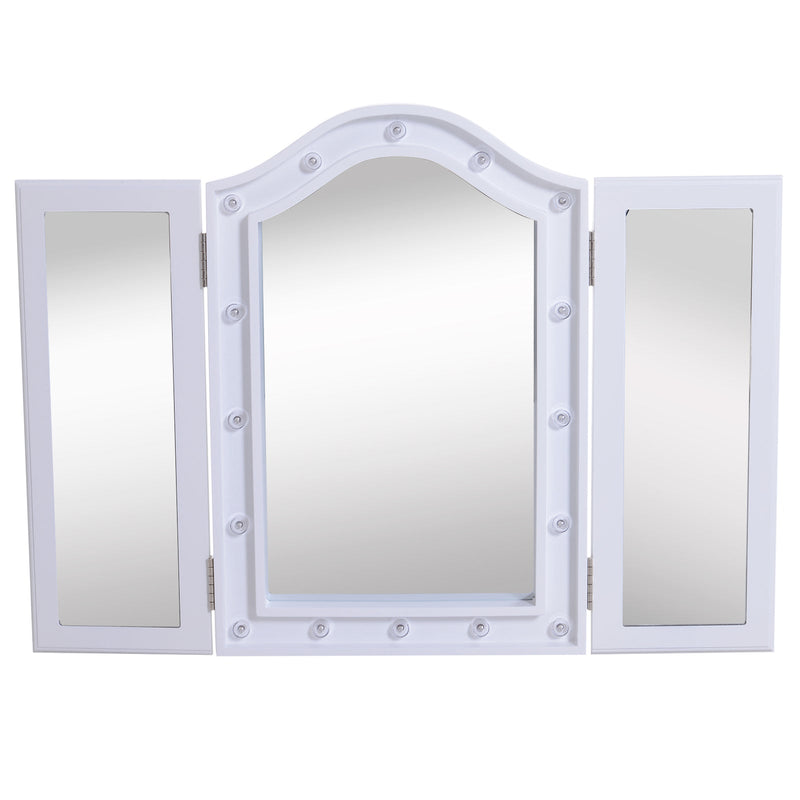 Espelho de Maquilhagem com Luz LED Dobrável Espelho Triplo de Mesa Pre
