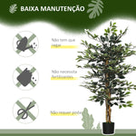 Ficus Artificial com Troncos 130 cm Planta Artificial com Vaso e 702 Folhas Realistas para Decoração de Sala de Estar Dormitório Ø15x130 cm Verde