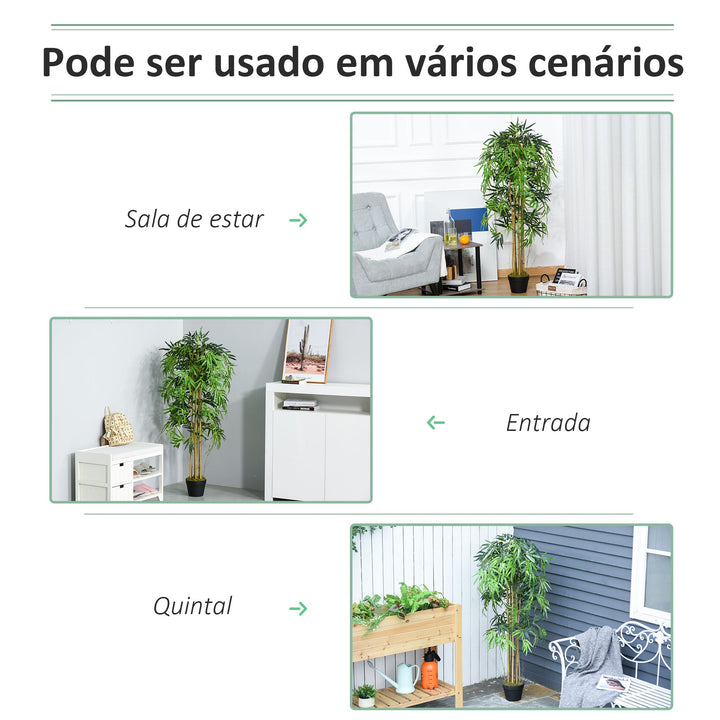 Bambu Artificial 150cm com Vaso Decorativo Planta Sintética Realística Ø18x150 cm Verde