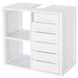 Armário de Banheiro Baixo com Prateleiras e Armário com Porta 60x30x54 cm Branco