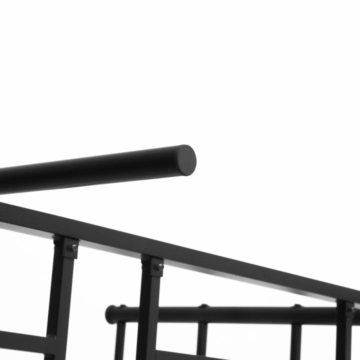 Estrutura de Cama Dupla de Metal para Colchão 150x200cm com Cabeceira e Pés de 31cm Estrutura de Cama de Casa com Espaço em Baixo de Armazenamento 158x211x106cm Preto