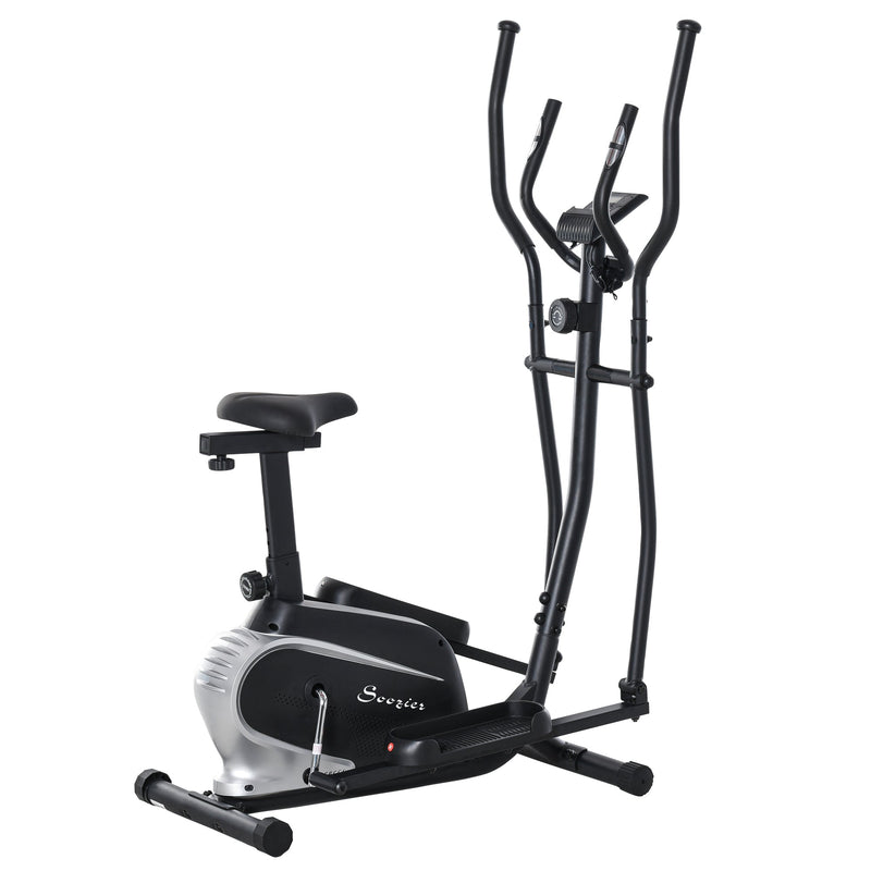 Bicicleta elíptica de fitness com Resistência Magnética Ajustável Tela LCD Sela Ajustável Monitor de Frequência Cardíaca e Volante 3 kg 103x62x151 cm Preto