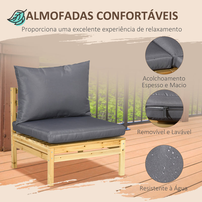 Conjunto Móveis de Jardim de Madeira 5 Peças Conjunto de Móveis de Varanda Inclui 4 Poltronas com Almofadas Acolchoadas e Mesa de Centro para Pátio Exterior Madeira