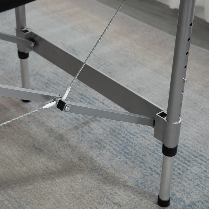 Marquesa Dobrável Mesa de Massagem Portátil com Altura Ajustável em 7 Posições Apoio para a Cabeça e Estrutura de Liga de Alumínio para Fisioterapia Carga 130kg 186x71x62-83cm Preto