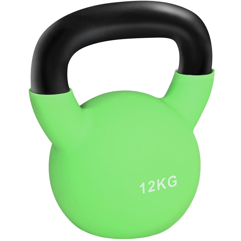 Kettlebell de 12kg de Ferro Fundido Haltere Kettlebell com Revestimento de Neoprene para Treinamento de Força Casa Ginásio 20x13x23cm Verde