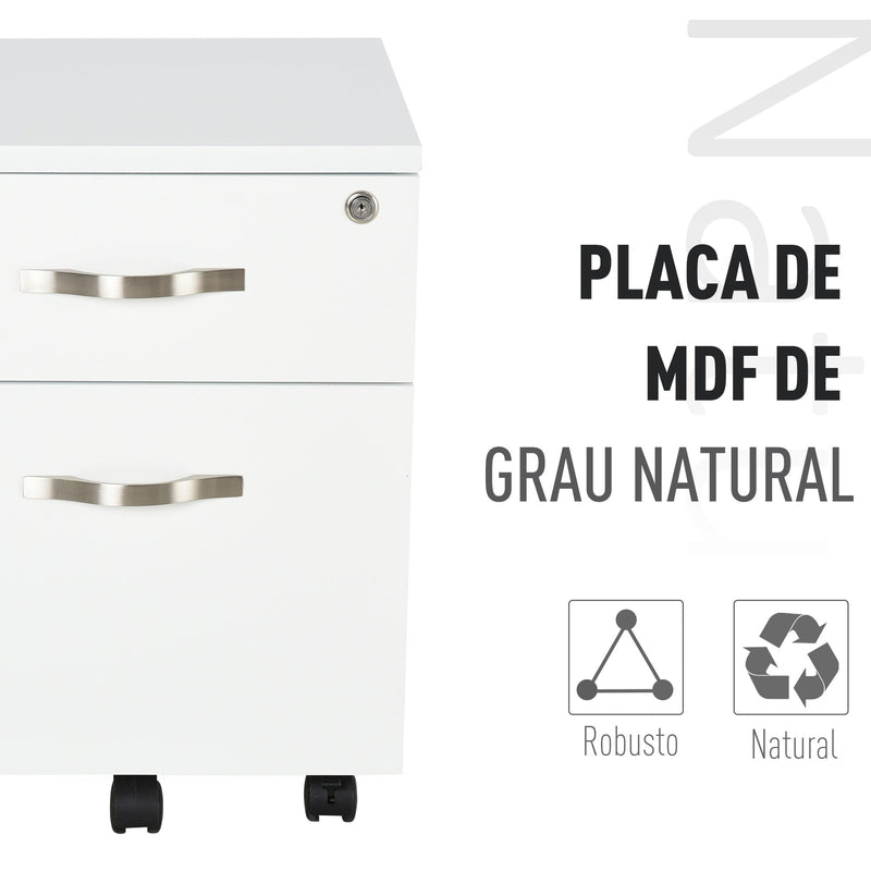 Móvel para arquivos com 2 gavetas com freios 40x45.5x52.5 cm Branco