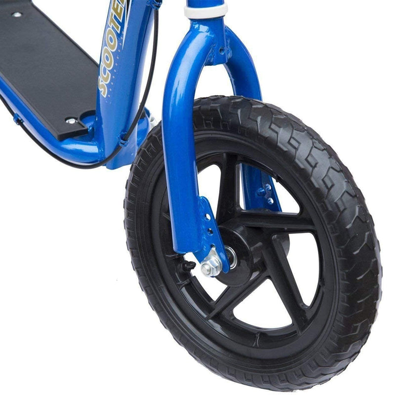 Trotinete para Crianças acima de 5 anos Scooter de 2 Rodas Grandes de 12 Polegadas com Freio e Guidão Ajustável em Altura Carga Máx. 100kg 120x52x80-88cm Azul