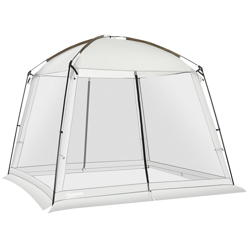 Tenda de Jardim 3x3 m Tenda para 6-8 Pessoas com 4 Mosquiteiras e 2 Portas Proteção UV50+ Inclui Bolsa de Transporte para Pátio Exterior Branco