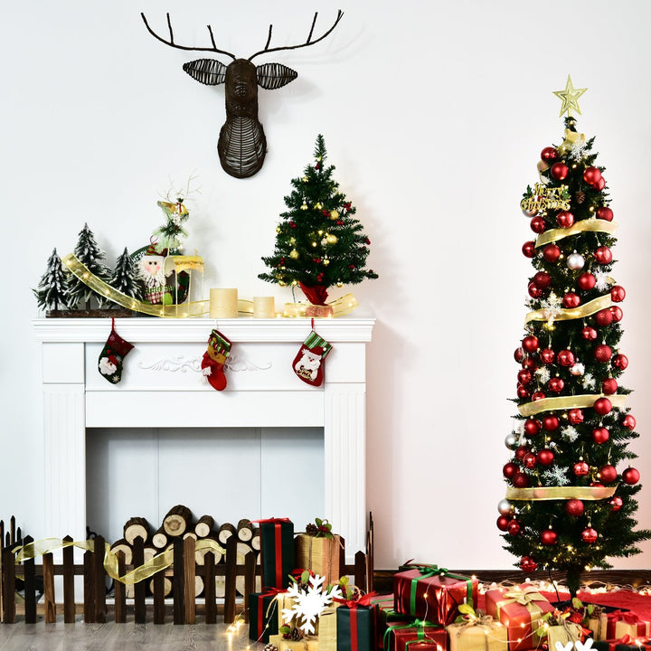 Mini Árvore de Natal 60cm Artificial Decoração de Natal de Pinheiro com Suporte Metálico 73 Ramos PVC Verde