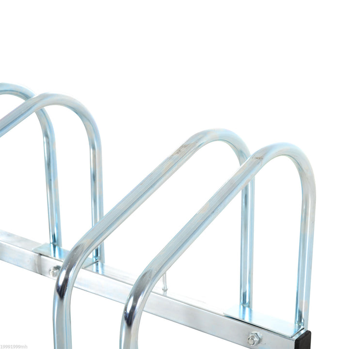 Estacionamento para 3 Bicicletas Suporte de Aço para Estacionar Bicicletas no Chão para Interior e Exterior 76x33x27cm Prata