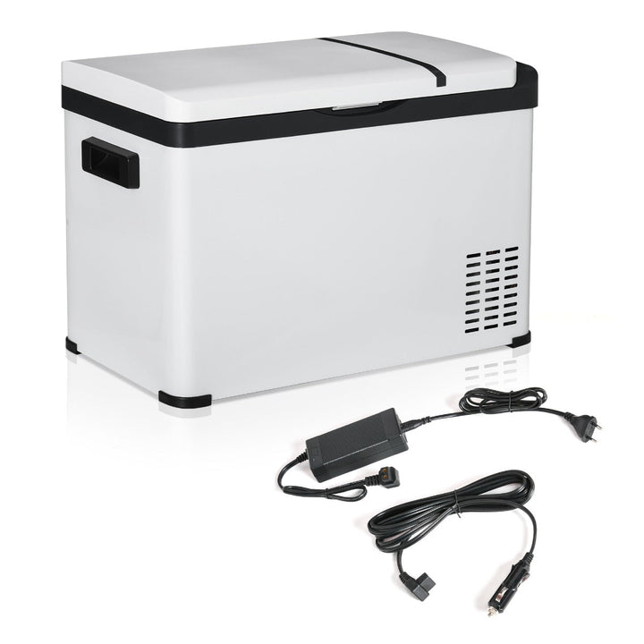 Frigorífico Congelador de Compressor 30L Frigorífico Portátil de Carro CC 12V/24V e CA 110-240V até -22 ? com Tela Tátil e Alças para Barco Caminhão 61x32x40cm Branco