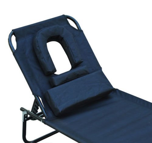 Espreguiçadeira reclinável e dobrável com almofada de leitura ou massagem - Cor Preto – aço - 190x56x28 cm