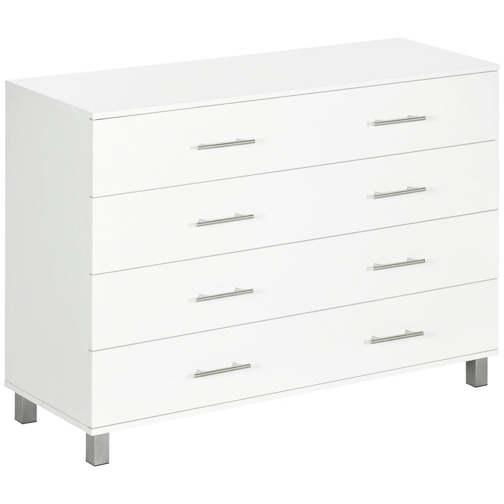 Cómoda com 4 Gavetas Cómoda de Dormitório com Pés de Estilo Moderno para Sala de Estar Entrada Corredor 112x38,2x81cm Branco