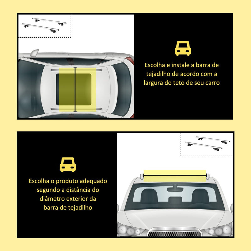 Barras de Tejadilho Universal para Carros Carris de Tejadilho com 135cm Trilho de Alumínio e Chave Carga 75kg Prata