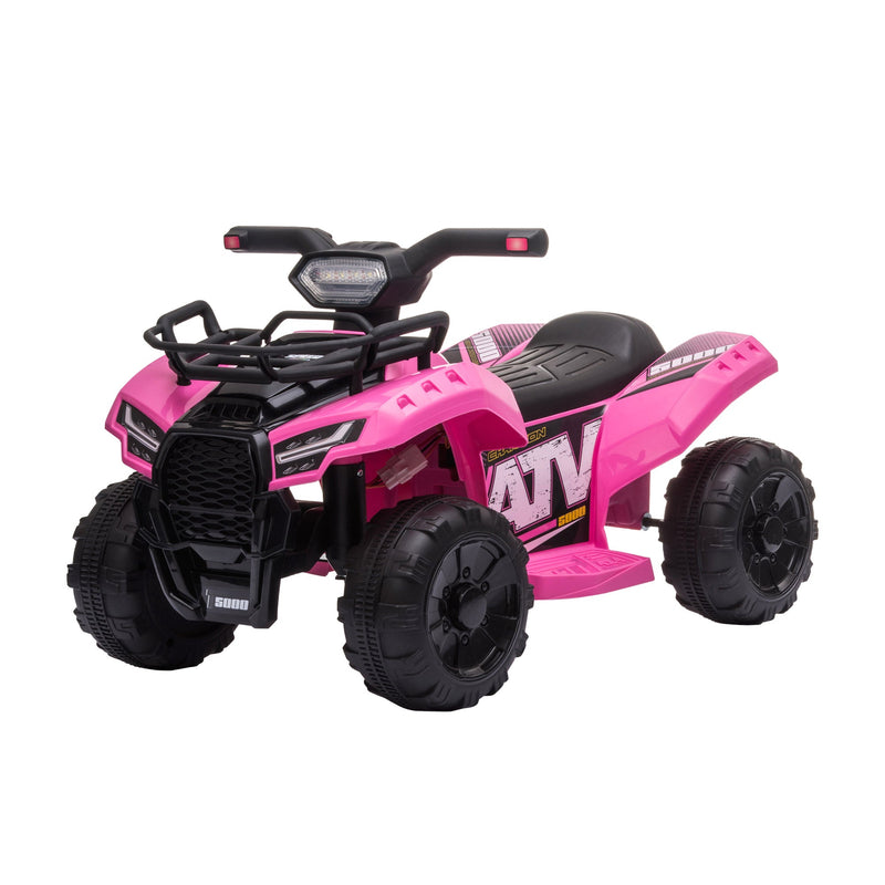 Quadriciclo Elétrico para Crianças de 18-36 Meses Veículo Elétrico a Bateria 6V Infantil com Faróis LED Velocidade 2km/h 66x44x42cm Rosa