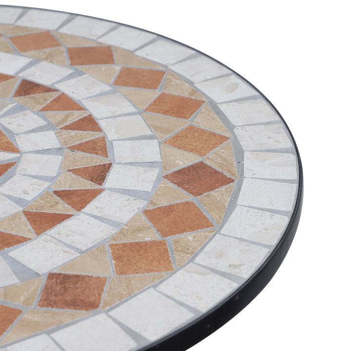 Mesa de Jardim Mesa Mosaico Cerâmica e Redonda Mesita de Café para Varanda Terraço F60x71cm