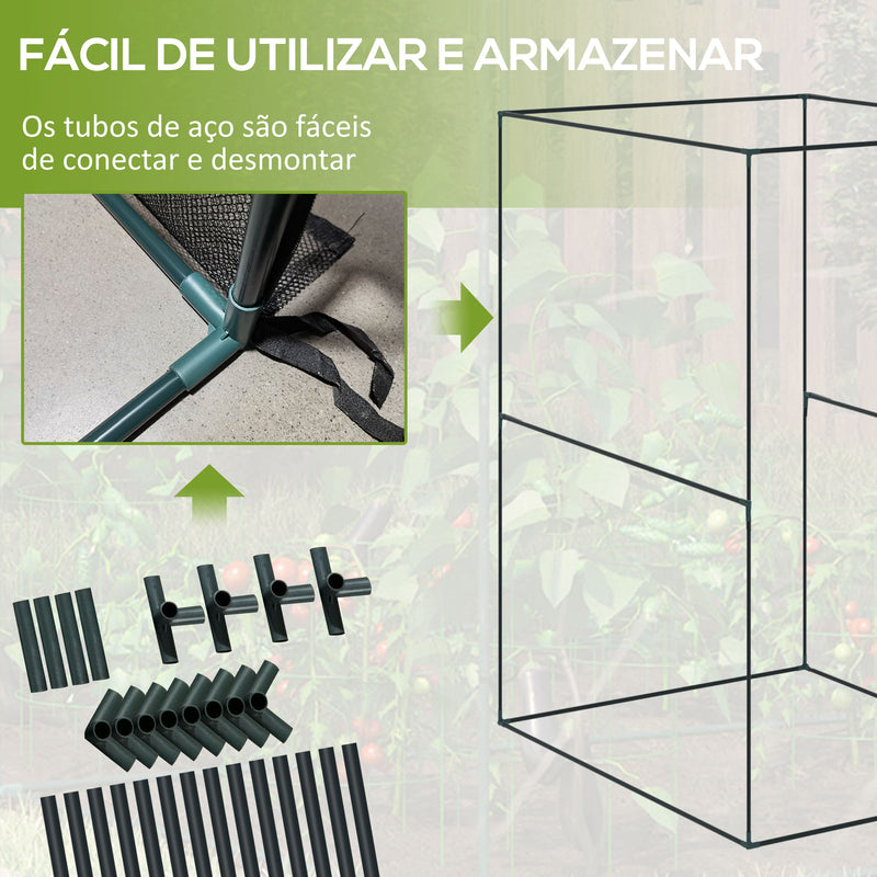 Estufa para Cultivo Estufa para Plantas com Porta Enrolável e Estrutura de Aço para Jardim Varanda Pátio 120x120x180 cm Verde