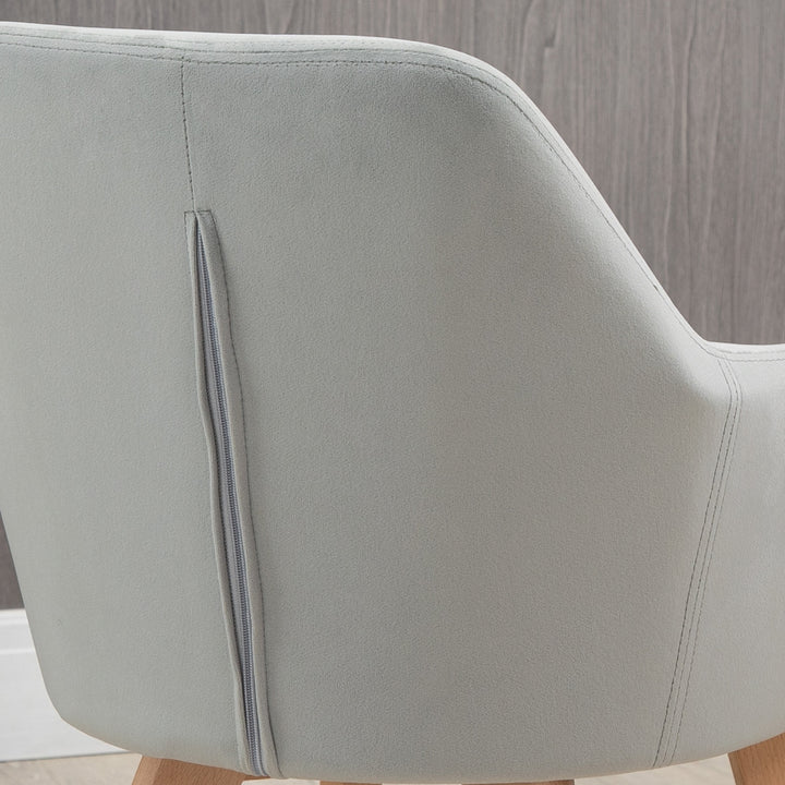 Conjunto de 2 Cadeiras de Sala de Jantar Modernas Cadeiras de Cozinha Estofadas em Veludo com Encosto Médio e Pés de Madeira de Borracha para Sala de Estar Carga 120kg 54x57x80cm Cinza