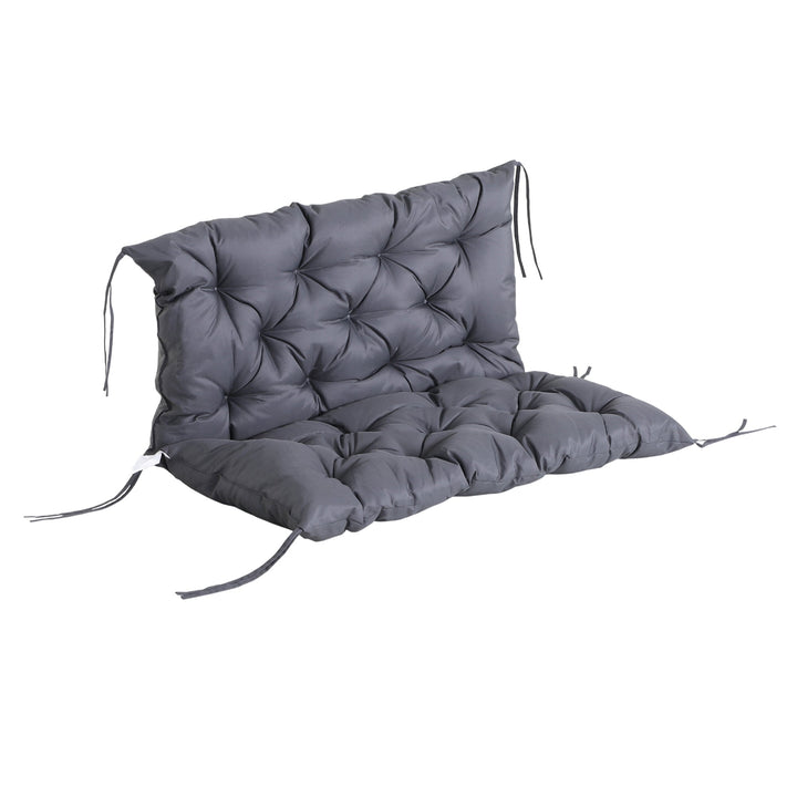 Almofada para Banco com Encosto 100x98x8cm Almofada de Banco de 2 Lugares com 6 Cordões de Fixação para Jardim Terraço Balcão Exterior Cinza