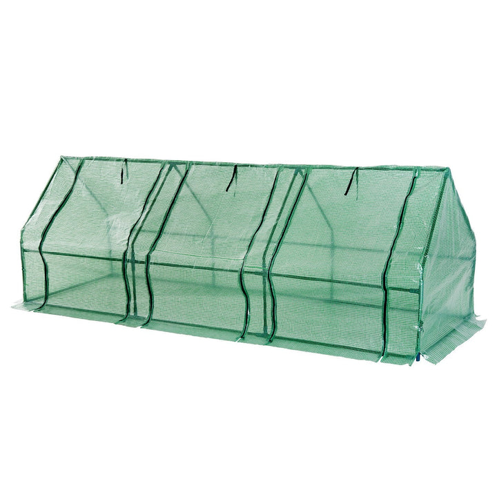 Estufa pequena com janelas - Cor verde - Tubos de aço e PE 140 g / m2 - 270x90x90cm