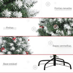 Árvore de Natal Artificial 180cm Ignífugo com 618 Ramos 34 Bagas 30 Pinhas Folhas de PVC e Suporte Metálico Decoração de Natal para Interiores Verde